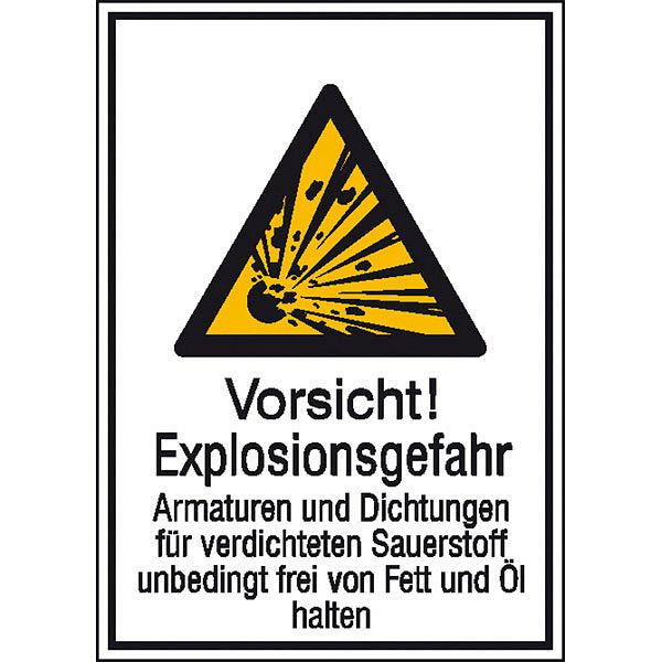 SafetyMarking Warn-Kombischild, Vorsicht! Explosionsgefahr Armaturen und, BxH 13,1x18,5 cm, Folie, selbstklebend, 21.0406