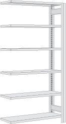 Regalwerk BERT-Ordnerregal für Standard-Ordner - Anbaufeld HxBxT 2000x1285x300mm 6 Stahl-Fachböden für 5 Ordner-Ebenen, B3-35113-30