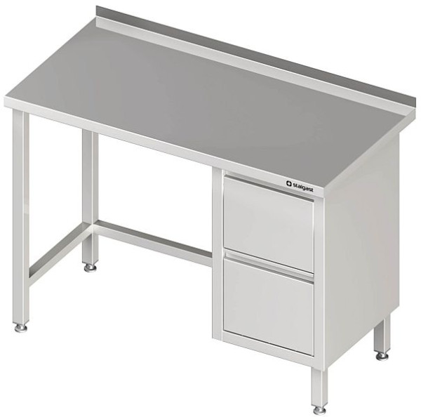 Stalgast Arbeitstisch ohne Grundboden, 1000x600x850 mm, mit 2er Schubladenblock rechts, mit Aufkantung, verschweißt, VAT10605RA