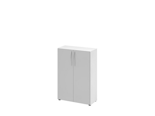 Hammerbacher Schrank 4550 BM, 3 OH, Farbe Korpus: Weiß / Farbe Front: Grau, 80 x 34,6 x 114,4 cm (BxTxH), Bogengriff BM, V4550/W/5/BM