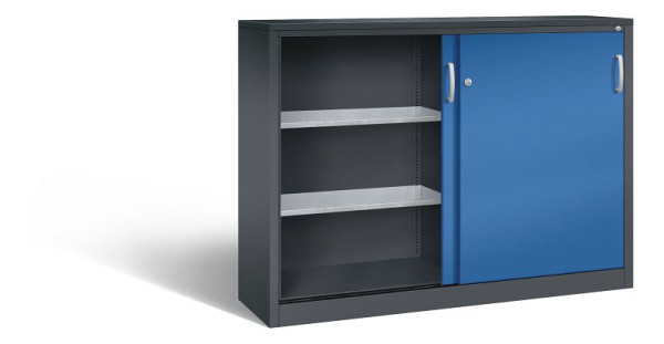 C+P Schiebetürenschrank Acurado, H1200xB1600xT400mm, Farbe: Schwarzgrau / Enzianblau, Bügelgriff, 2147-09 S10051
