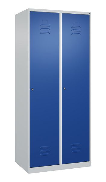 C+P Umkleidespind Classic PLUS, 2 Abteile, 1850x800x500mm, 7035/5010, Zylinderschlösser, 080000-22 S10023