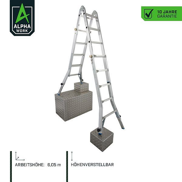 Alpha Work Sprossen-Gelenk-Teleskopleiter, 4 HV 4x5 Sprossen, 08038