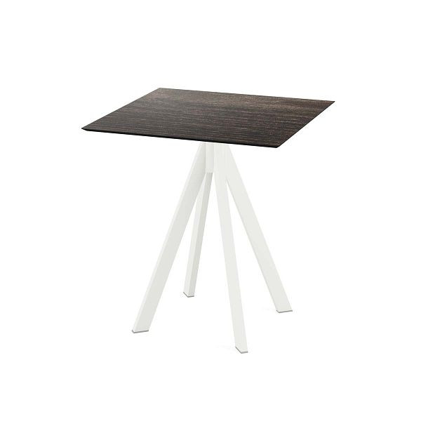 Feros Infinity Terrassentisch Weiß gestell + Riverwashed Wood HPL 70x70 cm, 120021477