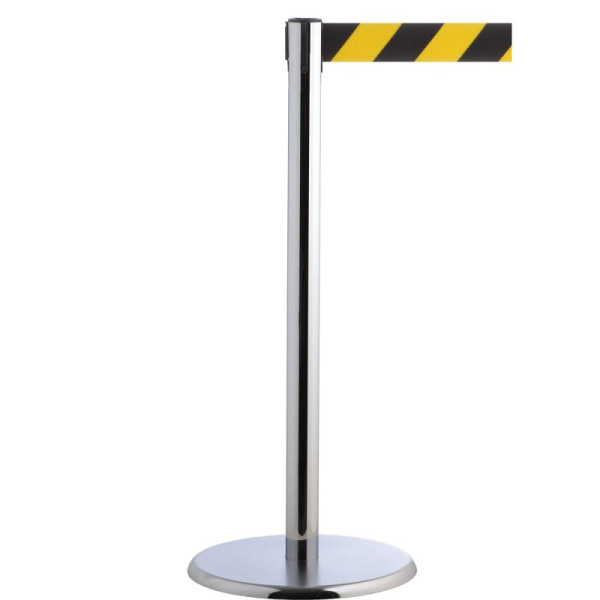 Stein HGS Personenleitsystem -P-Line Future-, Metall/ verchromt, schwarz/gelb diagonal (schraffiert), mit Sicherheitsverschluss (selbstlösend), Gurtlänge: 4 m, 15700-1703