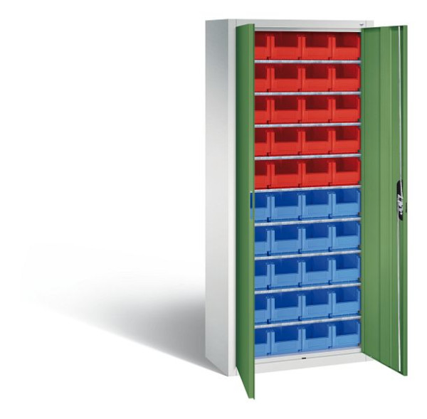 C+P Magazinschrank Serie 13, H1690xB700xT300mm, Farbe: Lichtgrau / Resedagrün, Muldengriff, 133413-22 S10038