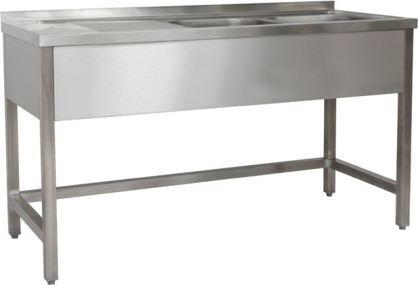 A&S Polarny Spültisch 1800 x 600 x 850 mm 2 Becken rechts, Ohne Grundboden, 600 mm Tiefe, SPTO1862BR