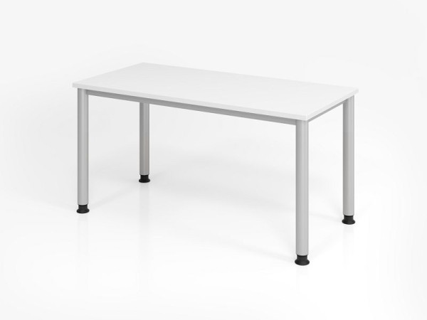 Hammerbacher Schreibtisch HS614, 140 x 67 cm, Platte: Weiß, 25 mm dick, 2 mm ABS-Kante, Rechteckform, VHS614/W/S