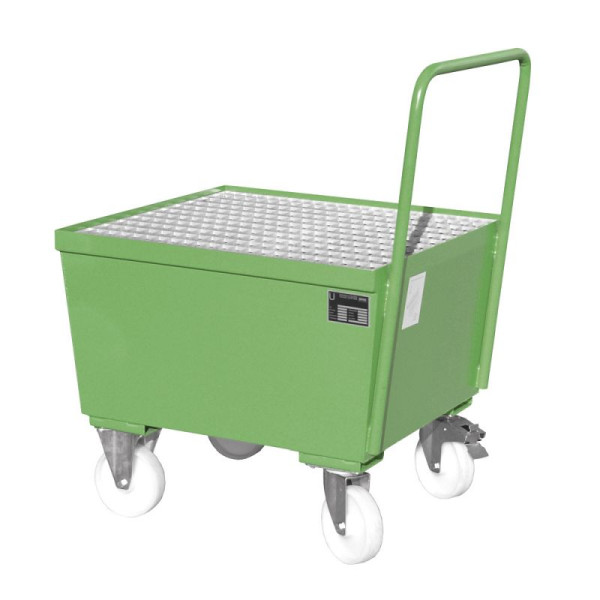 STEIN HGS Fahrbare Auffangwanne AW-F, 3mm Stahlblech, für 200l-Fässer, 215 Liter, RAL 6011 resedagrün, lackiert, 1x 200 Liter Fass, 79204.0004