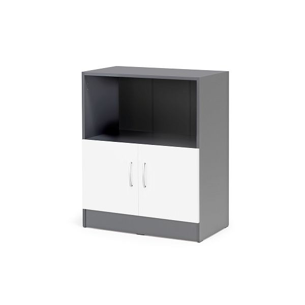 AJ Büroschrank FLEXUS mit 1 offenen Fach, 925 x 760 x 415 mm, grau/weiß, 152918