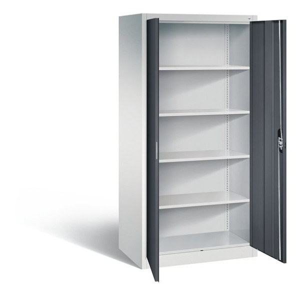 C+P Büroschrank Acurado, H1950xB930xT600mm, Farbe: Lichtgrau / Schwarzgrau, Muldengriff, 5 OH, 9290-000 S10426