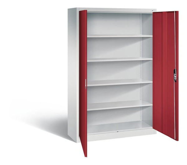 C+P Büroschrank Acurado, H1950xB1200xT400mm, Farbe: Lichtgrau / Rubinrot, Muldengriff, 5 OH, 9460-000 S10693