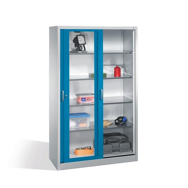 C+P Schiebetürenschrank Acurado, H1950xB1200xT500mm, Farbe: Lichtgrau / Lichtblau, Bügelgriff, 2059-055 S10044