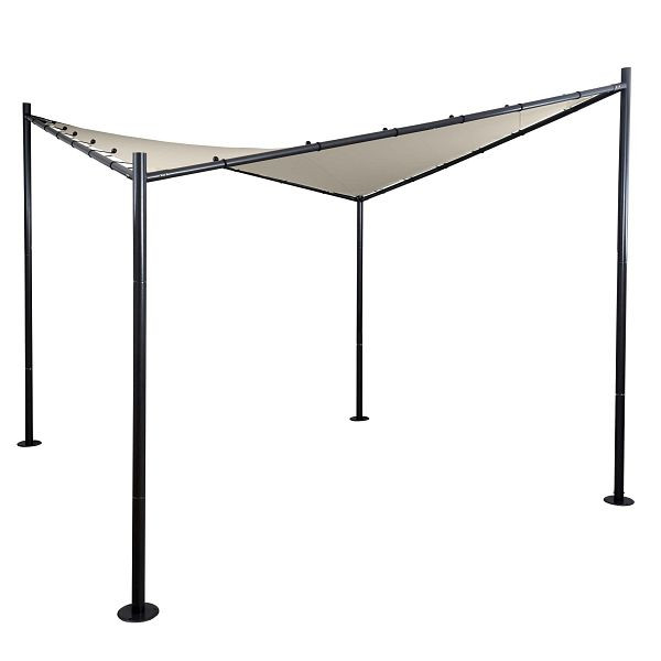 Mendler Pergola HWC-F85, Garten Pavillon Sonnensegel, stabiles Stahl-Gestell, 3x3m creme, 70590