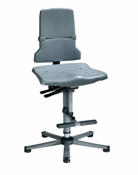 bimos Sintec Arbeitsdrehstuhl, Sitz- und Rückenlehne Kunststoff, Gleiter, Aufstiegshilfe, 9821-1000