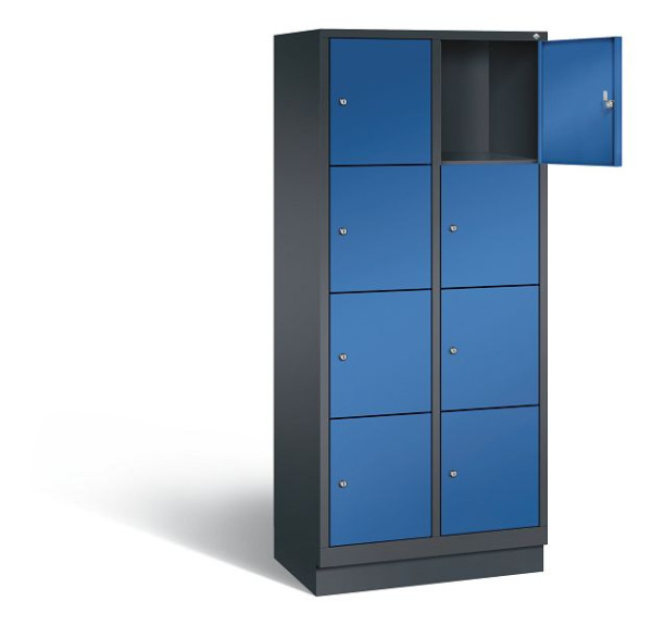 C+P Schließfachschrank Evolo, H1800xB810xT500mm, Farbe: Schwarzgrau / Enzianblau, 48020-224 S10184