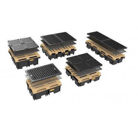 Cemo PE-Palettenauffangwanne 425/4 für 2 Paletten 120 x 80 cm quer, ohne Rost, 11266