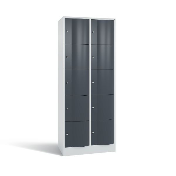 C+P Schließfachschrank Resisto, 10 Fächer, H1950xB772xT540 mm, Grau/Anthrazit, 8570-272 S10730