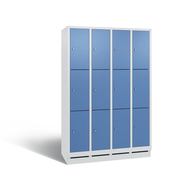 C+P Schließfachschrank Evolo, 12 Fächer, H1800xB1190xT500 mm, Grau/Fernblau, 48020-403 S10064