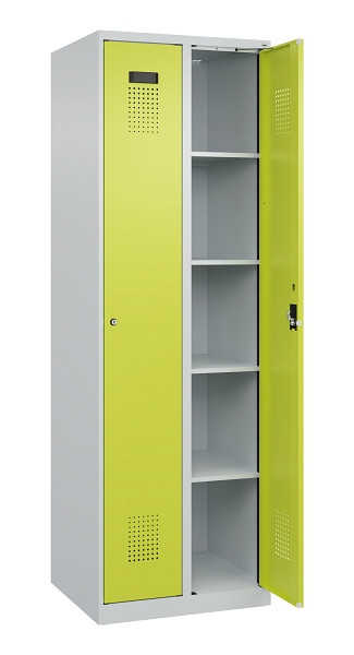 C+P Wäsche-Spind Evolo PLUS, 2 Abteile, 1850x600x500mm, 7035/0024, Verschluss Zylinderschloss, Ablageböden 8, 049000-20B S10042
