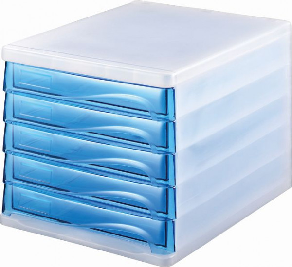 helit Schubladenbox "the wave", VE: 4 Stück, blau transparent, H6129413