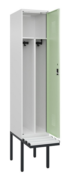C+P Spind Evolo PLUS, 1 Abteile, 2120x400x815mm, 9016/6019, Haken 4, Zylinderschloss, Sitzfläche Kunststoff, Trennwand, 0490407-12F S10099