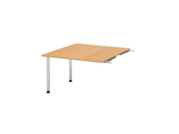 Hammerbacher Verkettungsplatte VKT, Farbe Tischplatte: Buche, Platte: 1200 x 1300 x 25 mm, Rundrohr-Fuß Chrom, Arbeitshöhe: 720 - 740 mm, VKT12C/6/C