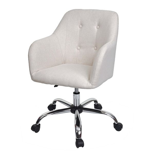 Mendler Bürostuhl HWC-K54, Drehstuhl Schreibtischstuhl Lehnstuhl Stuhl, Stoff/Textil mit Armlehne, creme, 94578