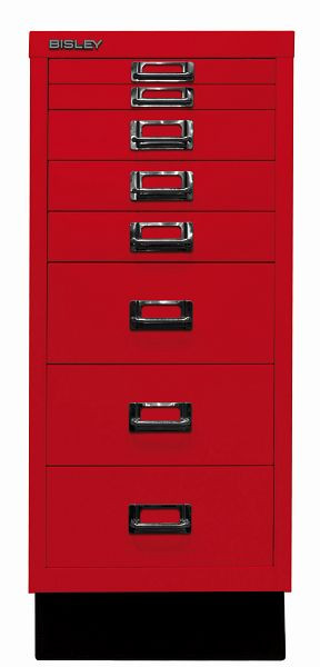 Bisley MultiDrawer, 29er Serie mit Sockel, DIN A4, 8 Schubladen, kardinalrot, L298S670