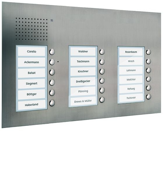 TCS Audio Außenstation Serie PUK 18 Klingeltasten (rechtsbündig), 3-spaltig, UP Edelstahl, PUK18/3-ES