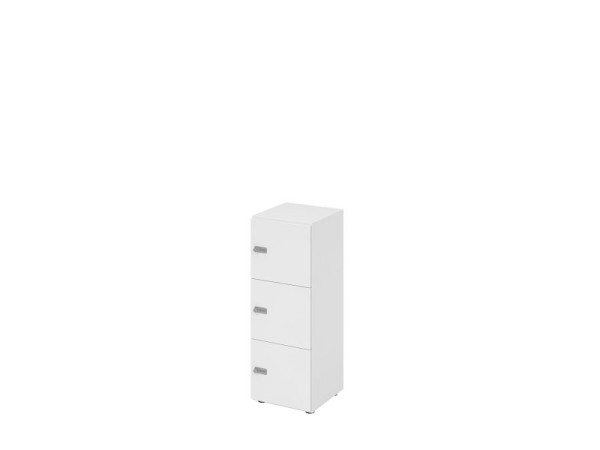 Hammerbacher Schließfachschrank schmal 3OH, 3 Türen mit Zahlenschloss, Korpus: weiß, Türen: weiß, 40 x 40 x 110 cm (BxTxH), V234L3/W/W/ZS