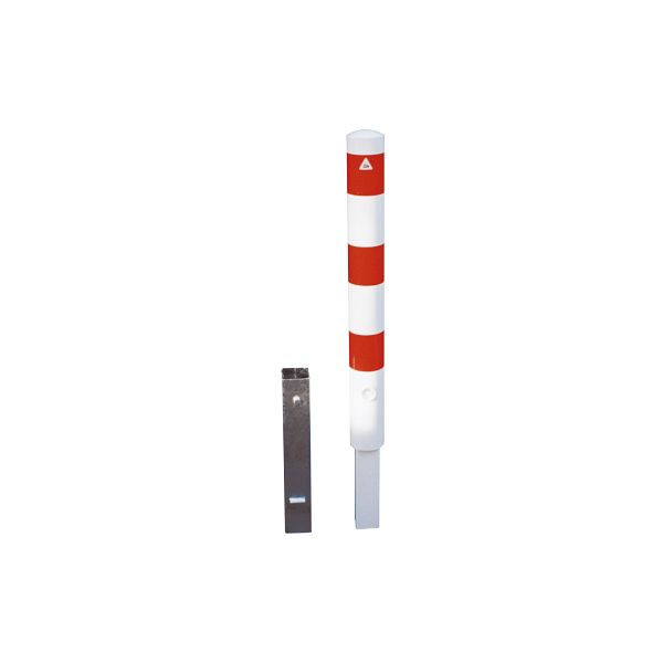 Schake Absperrpfosten Stahlrohr Ø 108 x 2,9 mm herausnehmbar, mit Dreikantverschluss, feuerverzinkt und weiß beschichtet, 493FB