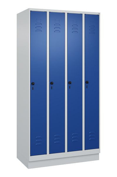 C+P Umkleidespind Classic PLUS, Sockel, 4 Abteile, 1950x1000x500mm, 7035/5010, Drehriegel, 080020-49 S10003