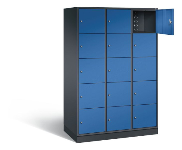 C+P XL-Schließfachschrank Intro, H1950xB1220xT590mm, Farbe: Schwarzgrau / Enzianblau, 8570-303 S10036