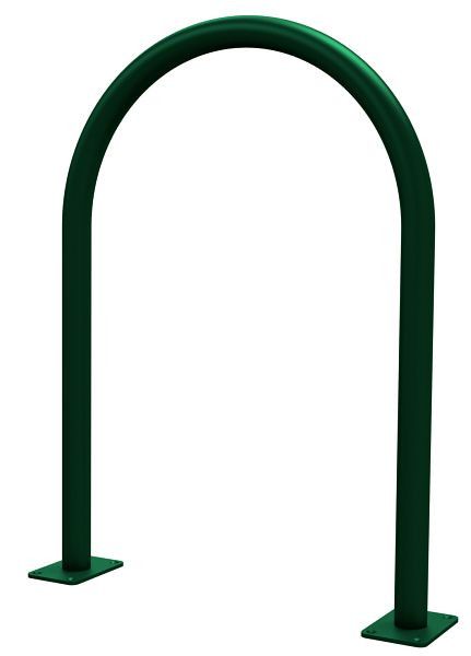 Schake Rundbügel aus Stahlrohr Ø 48 x 2,5 mm, Breite: 650 mm, Gesamthöhe: 900 mm, ohne Querholm, beschichtet RAL 6005, zum Aufdübeln, 448_065PB