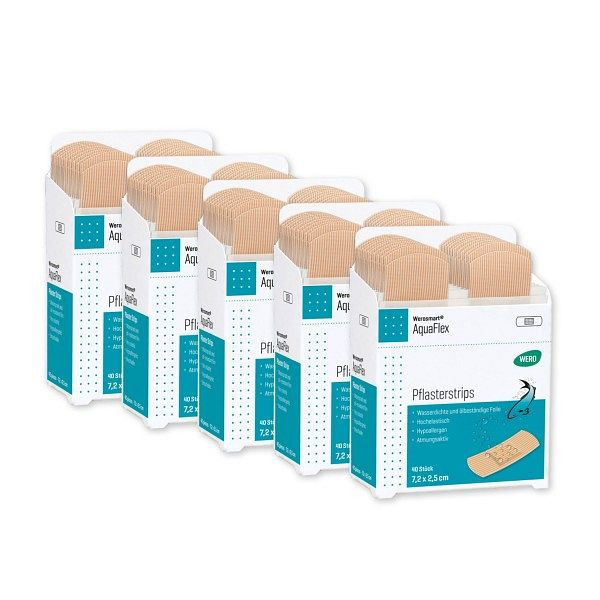 WERO Werosmart AquaFlex Pflasterstrips, 7,5 x 2,5 cm, VE: 5 x 40 Stück, 170216