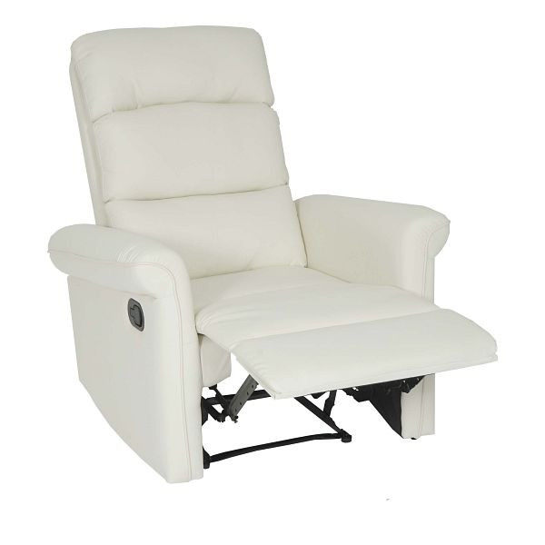 Mendler Fernsehsessel HWC-J96, Relaxsessel Sessel Liegesessel, Liegefunktion verstellbar Kunstleder, creme-weiß, 86227