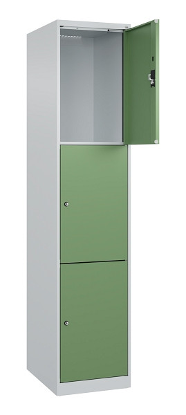 C+P Schließfachschrank Evolo PLUS, 3 Fächer, 1850x400x500mm, 7035/6011, 049000-123 S10010