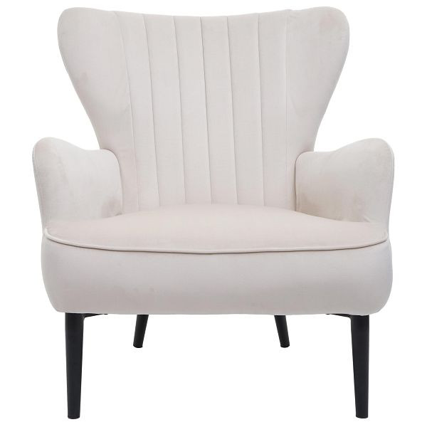 Mendler Lounge-Sessel HWC-K37, Cocktailsessel Polstersessel Sessel, Samt, creme-beige, 89739