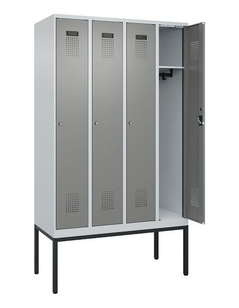 C+P Spind Evolo PLUS, Gestell, 4 Abteile, 2120x1200x500mm, 7035/0004, Verschluss Zylinderschloss, Ablageböden 4, 0490307-40 S10041