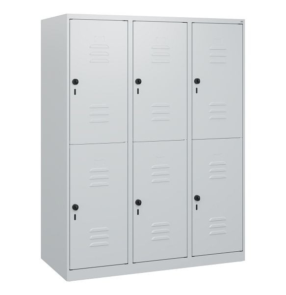 C+P Doppelstöckiger Spind Classic PLUS, 3 Abteile, 1530x1200x500mm, 7035/7035, Drehriegel, 0803005-32 S10008