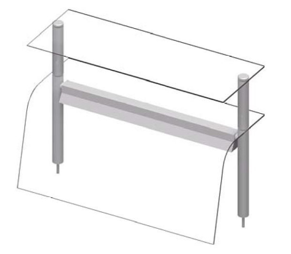 Stalgast Doppel-Glas-Aufsatzbord mit Hustenschutz und Wärmelampe 1122x455x700 mm für Speisenausgabesysteme, ZS11111