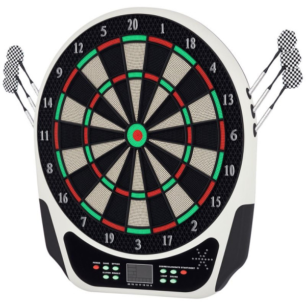 HOMCOM Elektronische Dartscheibe Dartboard mit Sprachansagen LED-Anzeigen 6 Darts 24 Dartköpfe, 5550-4363