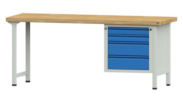 ANKE Werkbänke Kombiwerkbank, Modell 727 E, 2000 x 700 x 850 mm, RAL 7035/5012, BMP 50 mm, 510.817