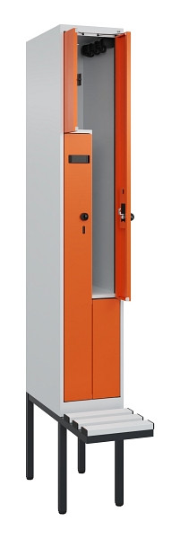 C+P Z-Spind Evolo PLUS, Bank, 2 Fächer, 2120x300x815mm, 7035/2004, Drehriegel, Material Sitzfläche Kunststoff, 0490437-102 S10056
