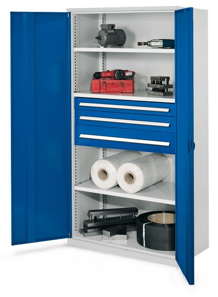 Kappes Schwerlastschrank ohne Mitteltrennwand, 1950 x 1000 x 600 mm, Mod 46, RAL 7035/5010, Vollblechtüren, 1462.15.1016