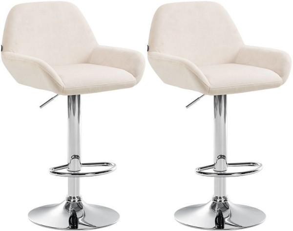 CLP Barhocker Braga Samt chrom, creme, VE: 2 Stück, 323649