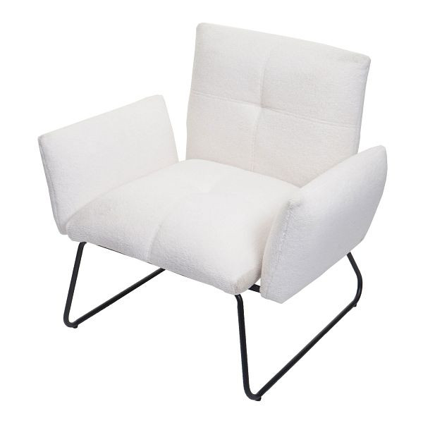Mendler Lounge-Sessel HWC-K34, Cocktailsessel Sessel, Bouclé Stoff/Textil, weiß, 89666