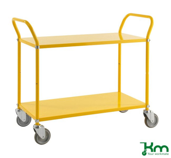 Kongamek Farbiger Wagen mit 2 Böden, 4 Lenkrollen, 2 davon mit Bremsen, Gelb, KM5105B