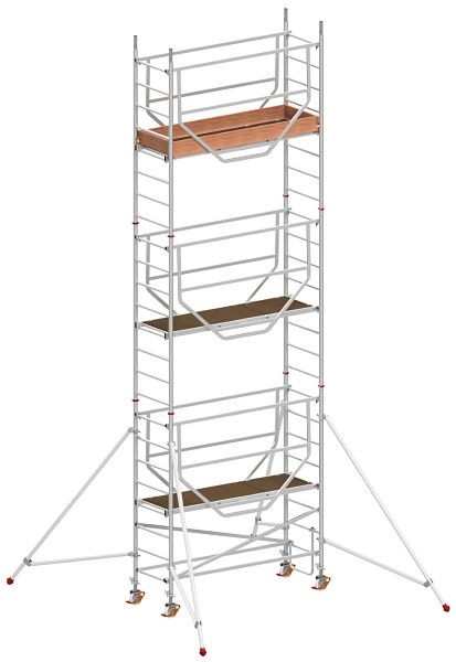 HYMER Fahrgerüst ADVANCED SAFE-T nach DIN EN 1004, Modul 1 + 2 + 3, Rahmenteilbreite 0,72 m, Bühnenlänge 2,08 m, Reichhöhe 7,25 m, 707507